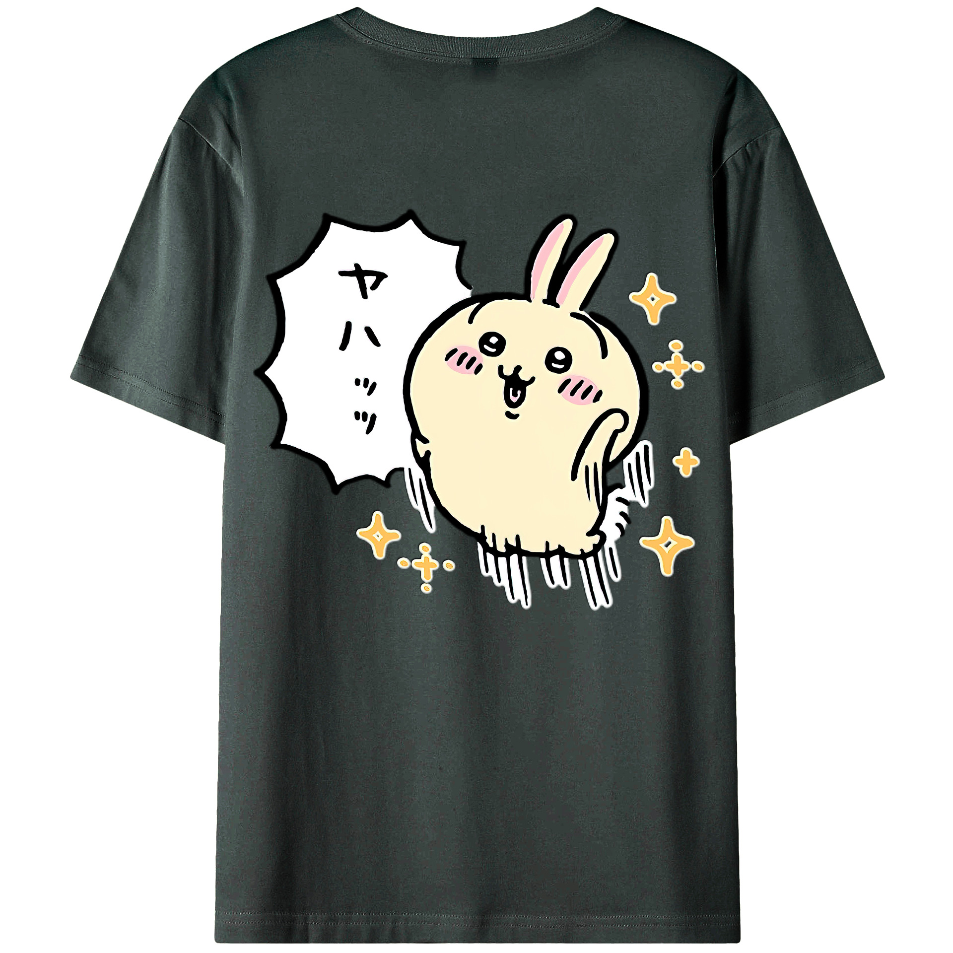 （画像用） ちいかわ うさぎ Chii-kawa usagi 綿100％ メンズ半袖Tシャツ（バックプリント） 通気性